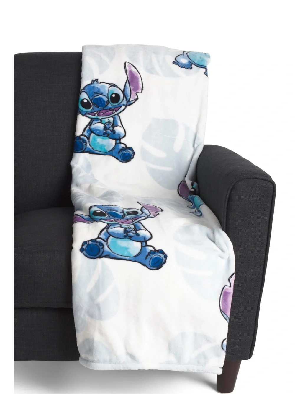 Disney Lilo & Stitch Watercolor Plush Throw Blanket 60x70 Soft Blue White NEW